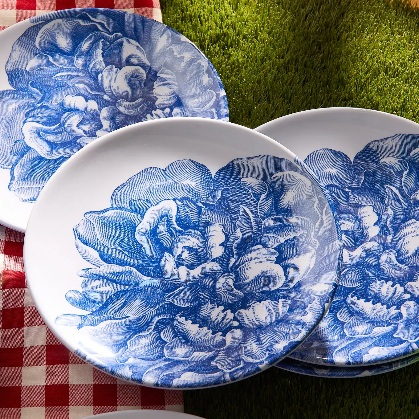 Peony Melamine Dinner Plates, Set of 4