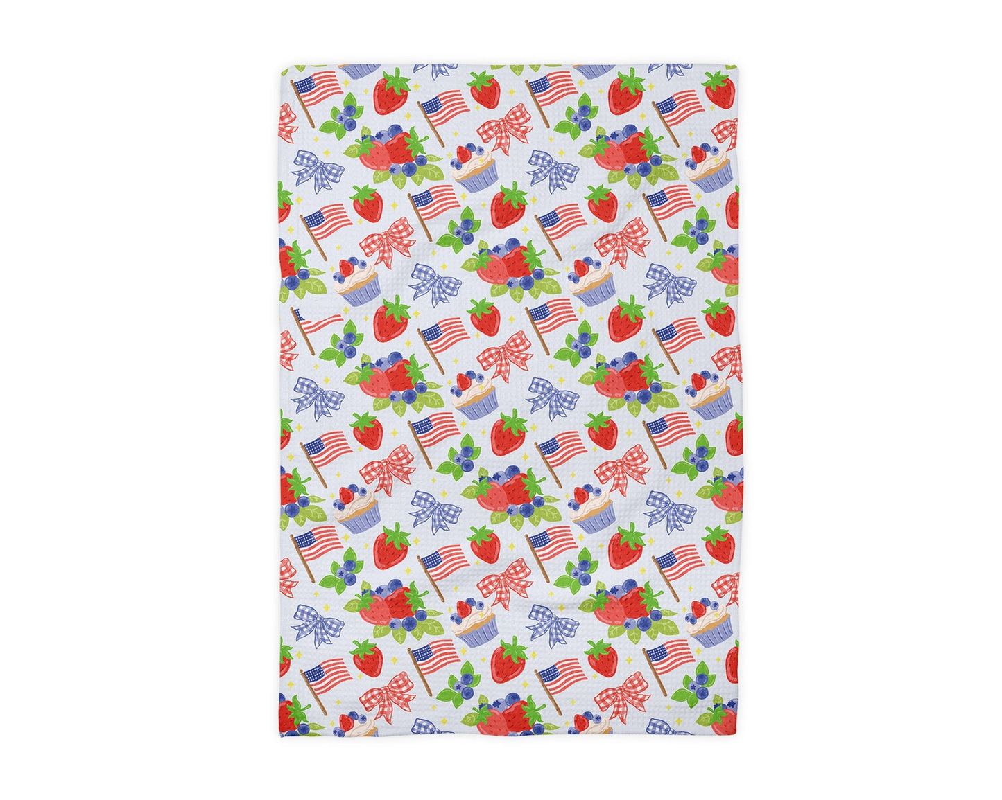 4th July Strawberry US Flag Waffle Weave Towel - NY Gift Boutique