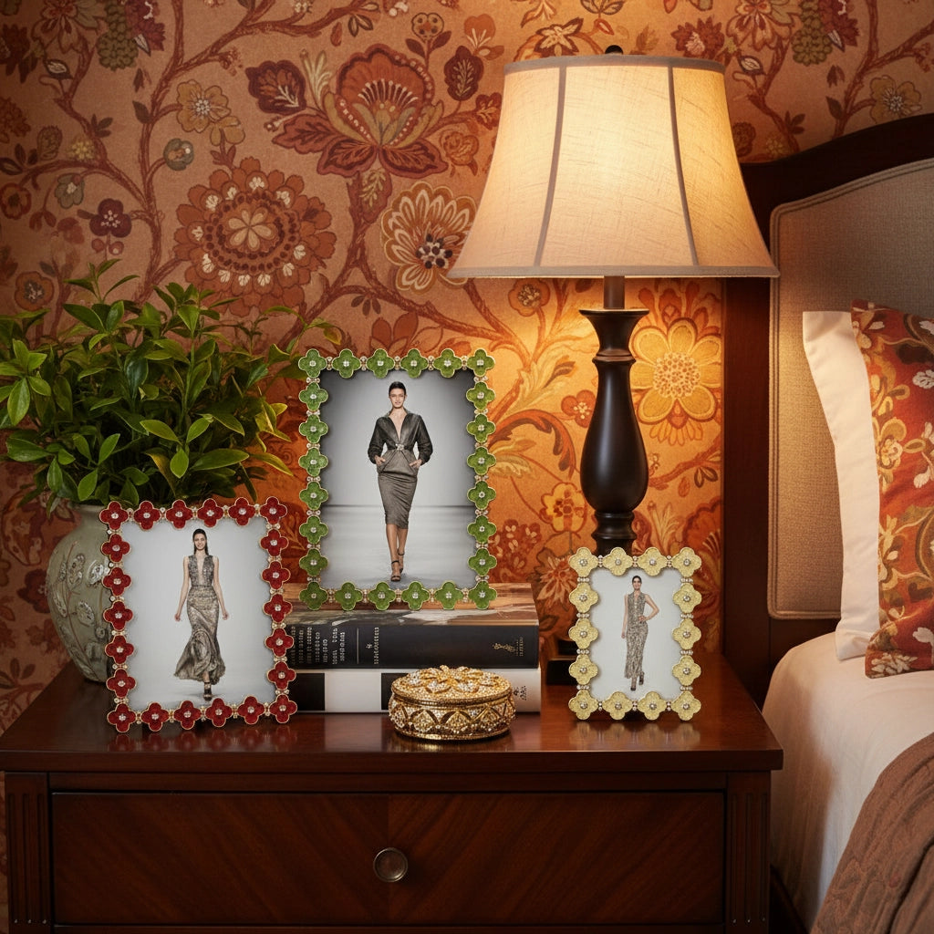 Gold Celadon Enamel Clover 5" X 7" Frame by Olivia Riegel