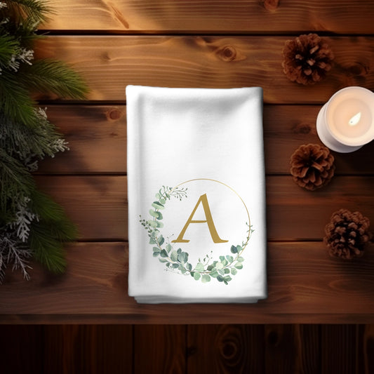 Personalized Eucalyptus Wreath Fingertip Towel