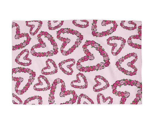 Valentine Heart Wreath Kitchen Waffle Towel