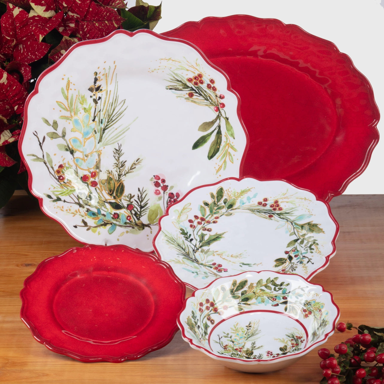 Christmas Gatherings 12pc Melamine Dinnerware Set