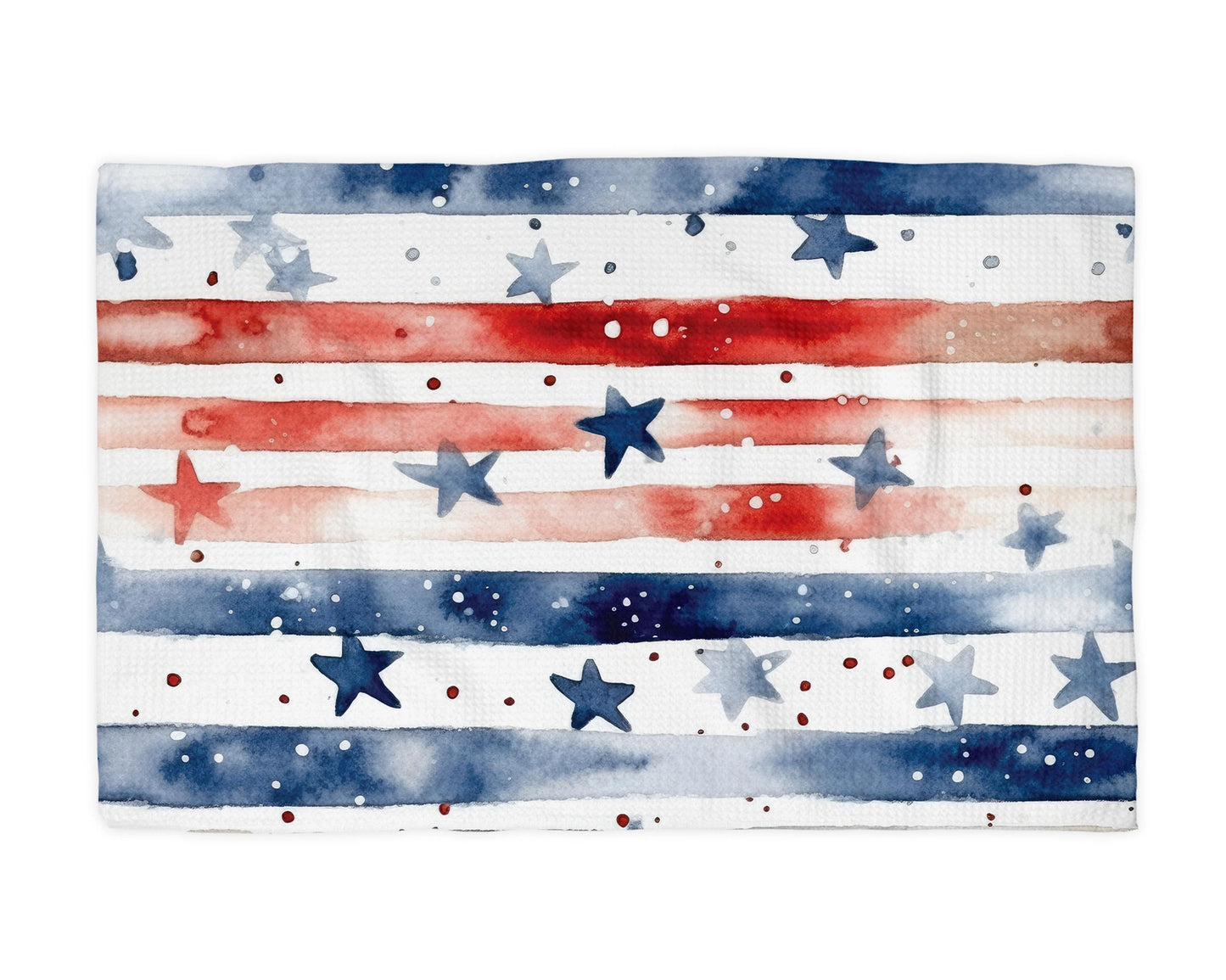US Flag Watercolor Waffle Weave Tea Towel