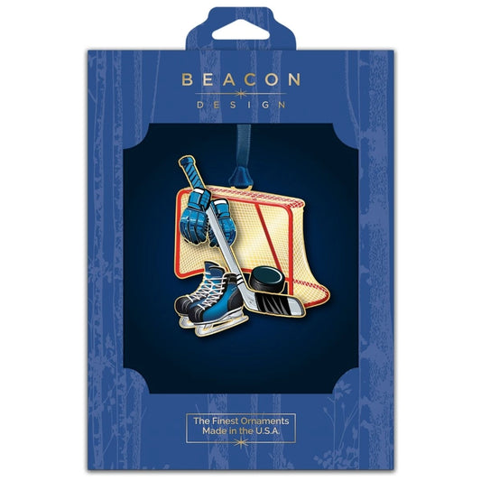 Hockey Theme Brass Ornament - NY Gift Boutique