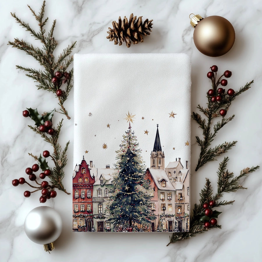 Christmas Village Holiday Guest Hand Towel