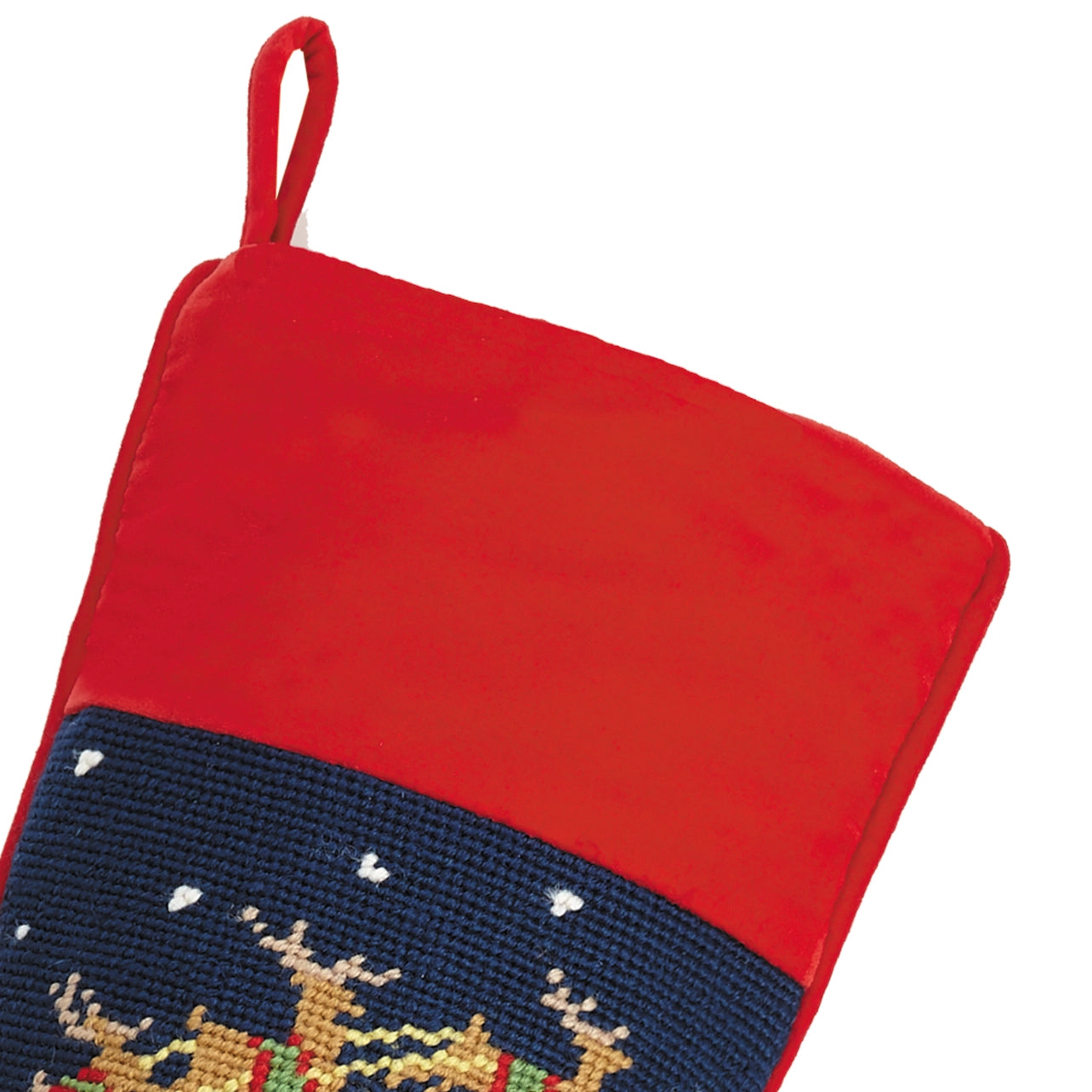Santa and Reindeers Needlepoint Stocking