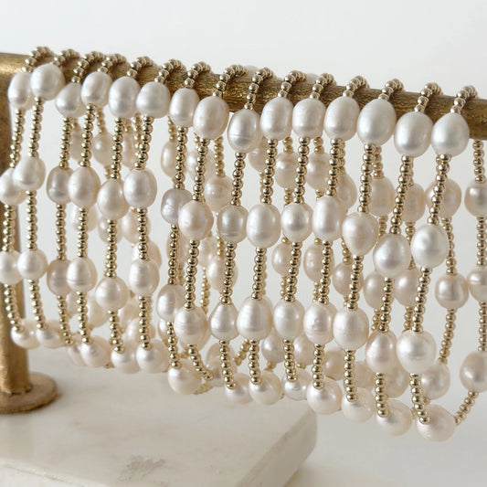 Poppy Pearl Gold Bead Bracelet