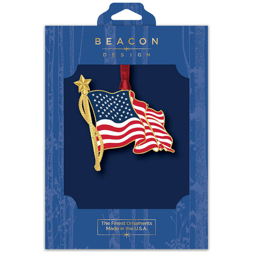American Flag Brass Ornament