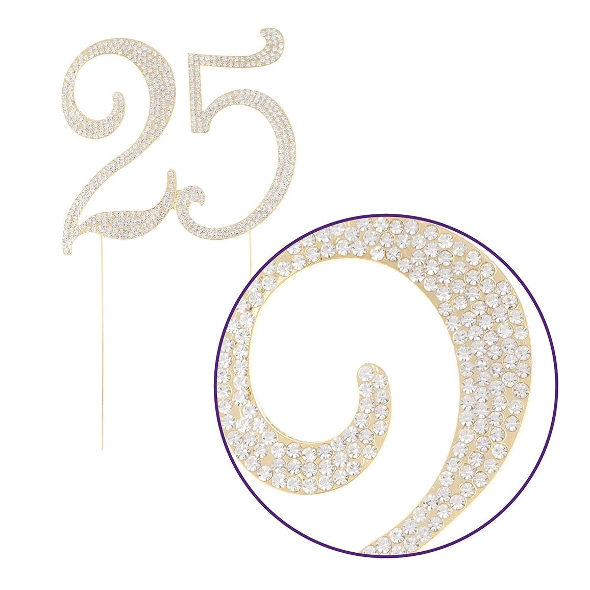 25 Crystal Cake Topper - Gold