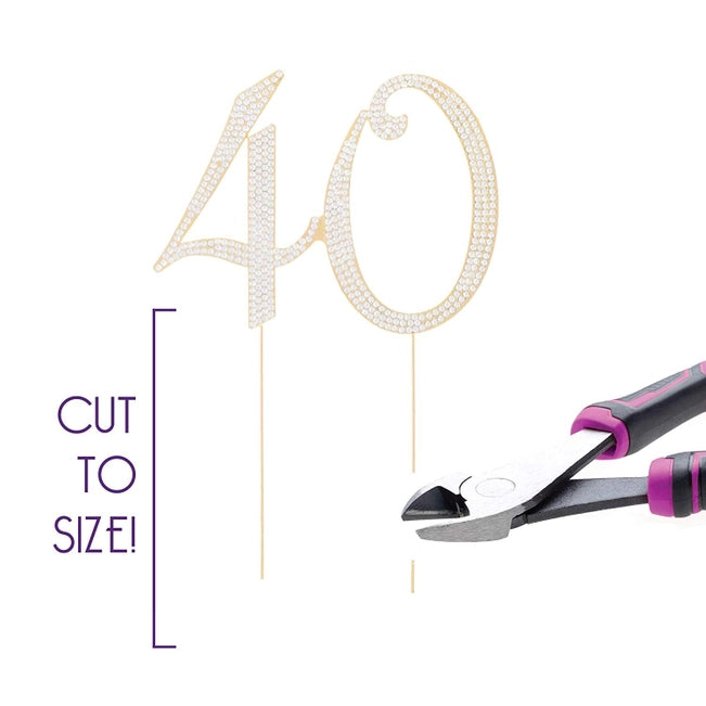 Gold 40 Crystal Cake Topper