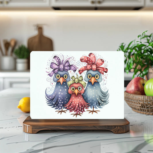 Silly Chicken Tempered Glass Cutting & Serving Board