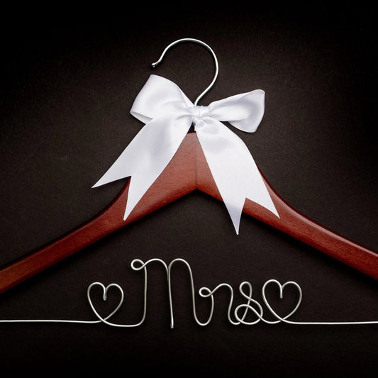 Mrs Wedding Dress Hanger - Mahogany