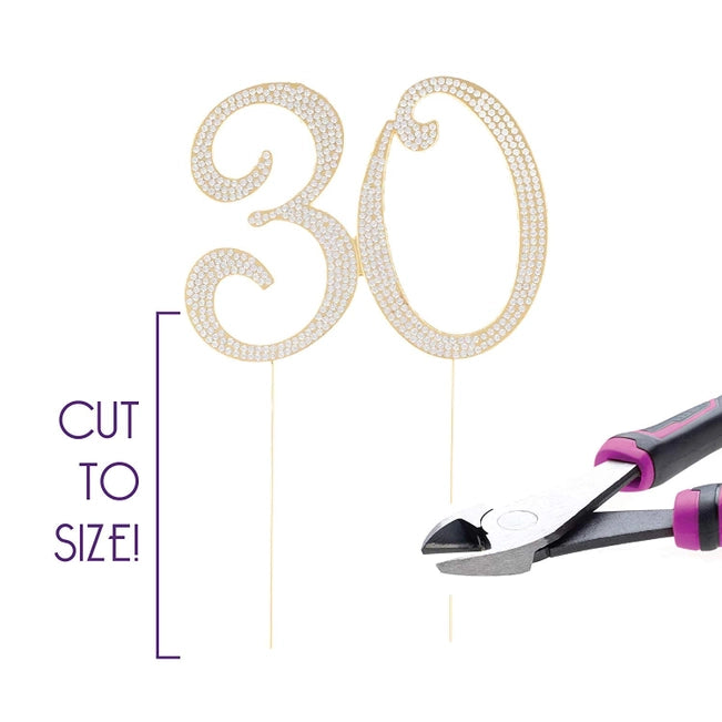 Gold 30 Crystal Cake Topper