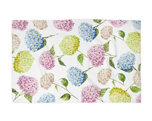 Hydrangea Flower Waffle Weave Tea Towel