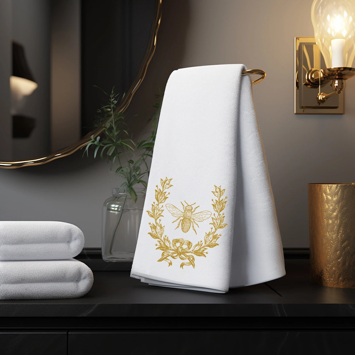 French Inspired Gold Bee Hand Towel - *Made to Order - NY Gift Boutique