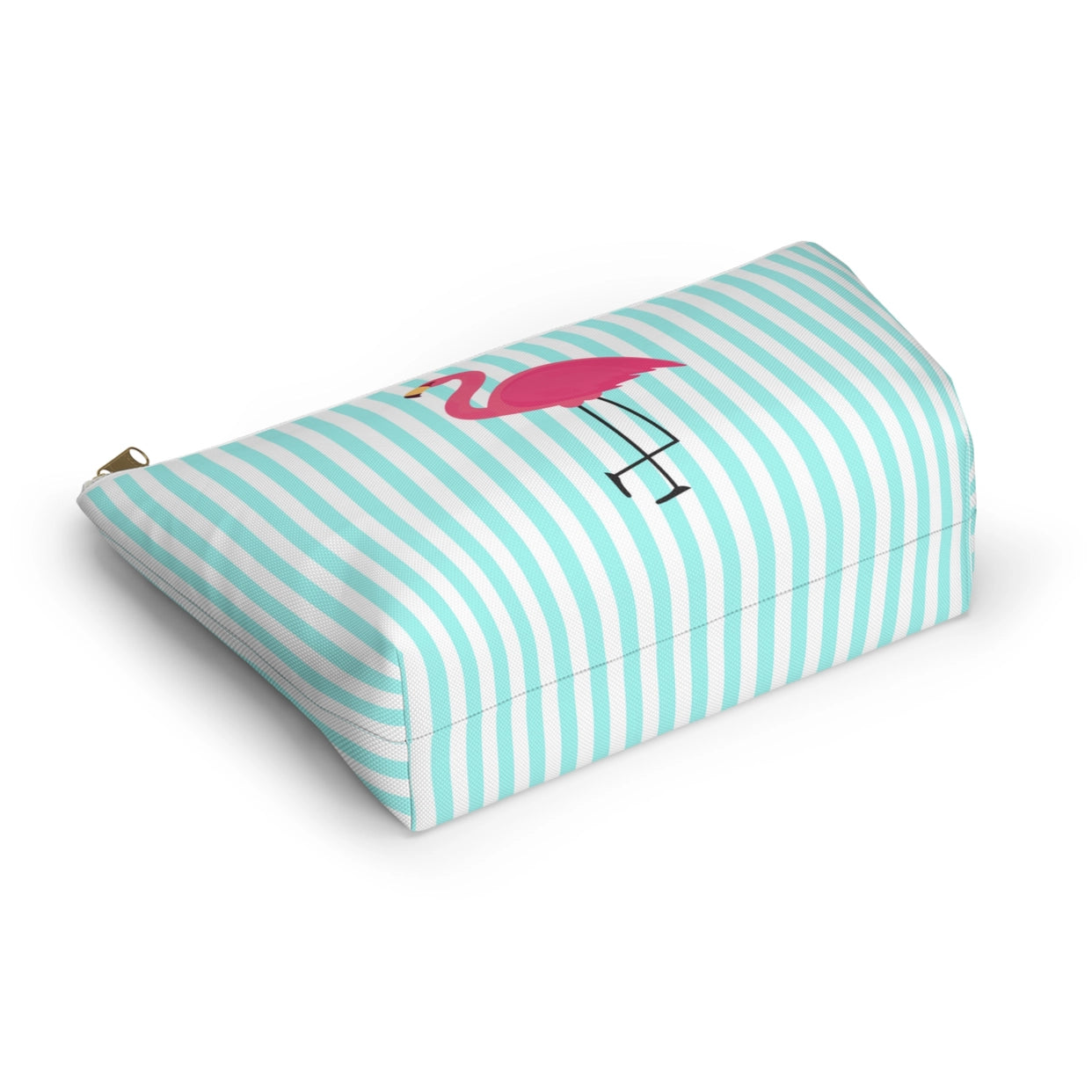 Pink Flamingo Striped Accessory Bag