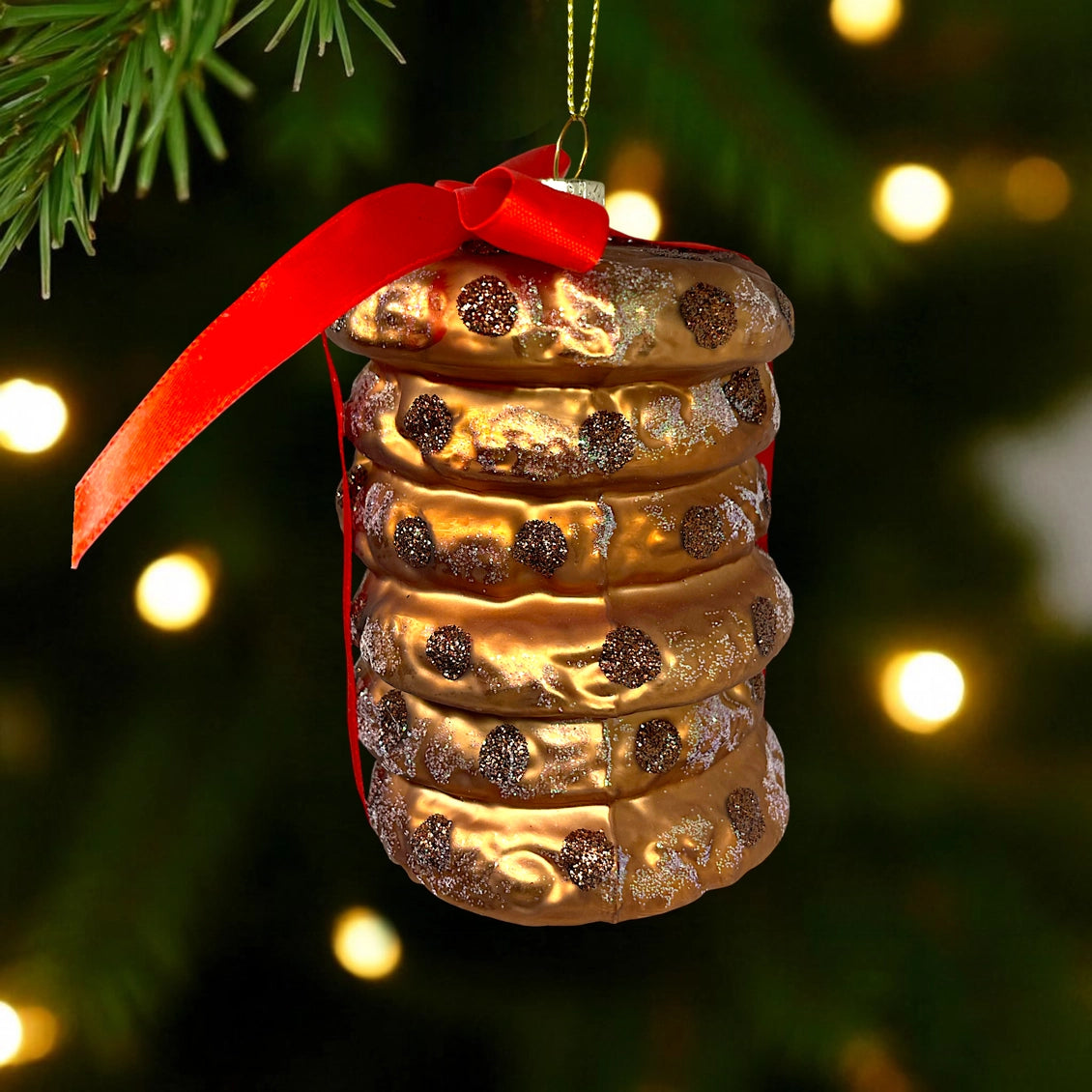 Chocolate Chip Cookie Stack Glass Ornament