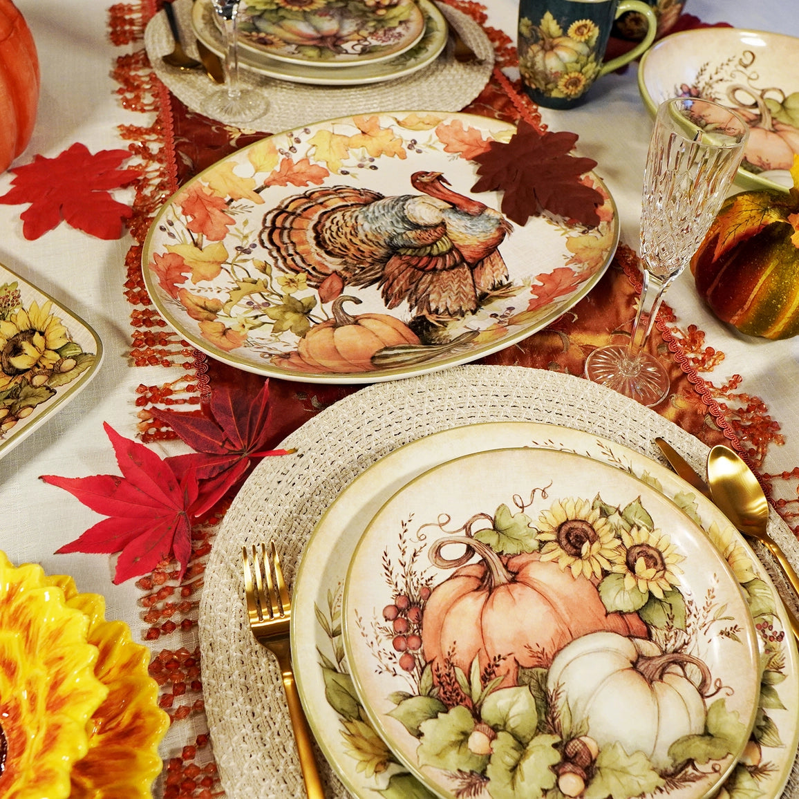 Autumn Harvest Breeze Oval Turkey Platter 16in X 12in