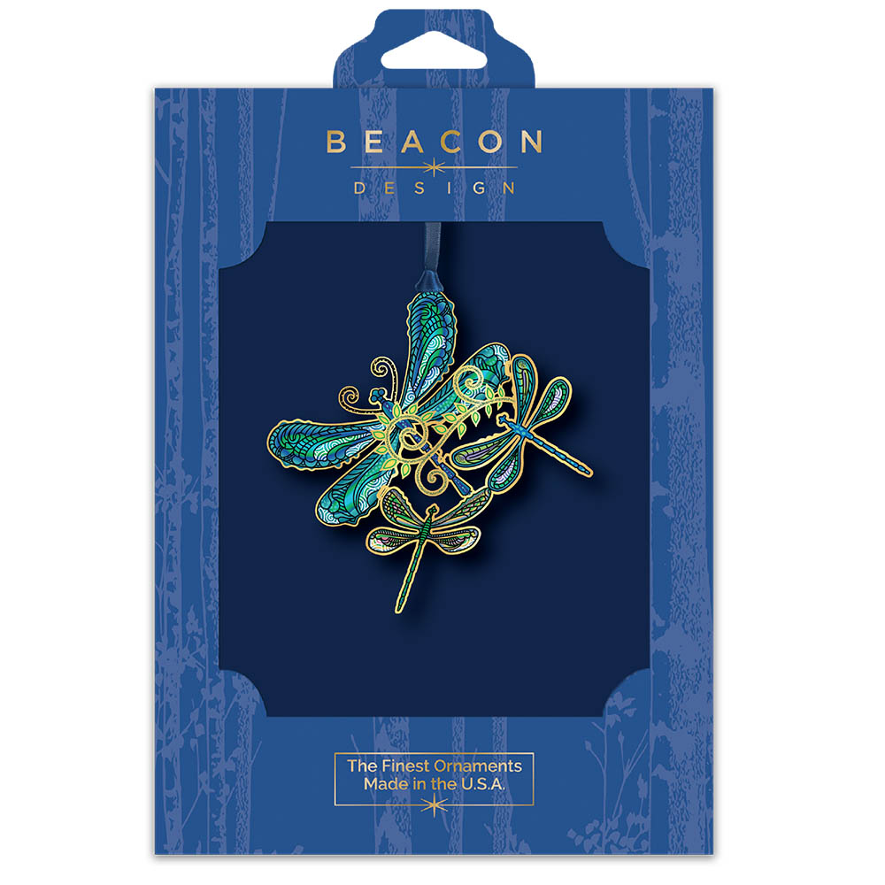 Dragonfly Collage Brass Ornament