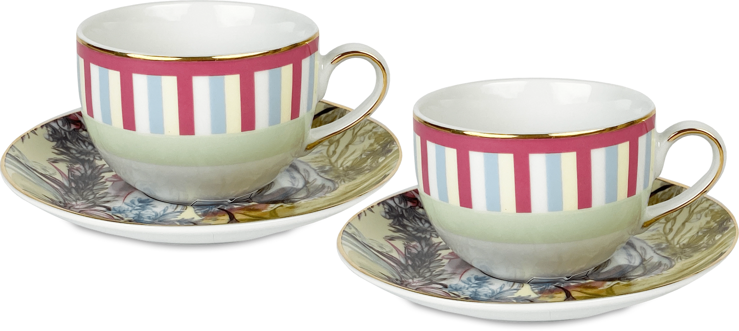 Set of 2 Porcelain Tea Cups & Saucers - Firenze