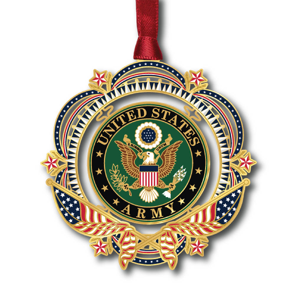Patriotic US ARMY Flag Brass Ornament