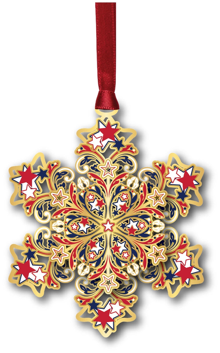 Americana Snowflake Brass Ornament
