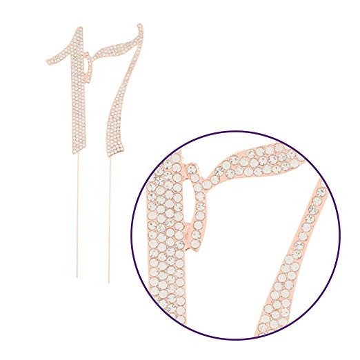 Rose Gold 17 Crystal Cake Topper