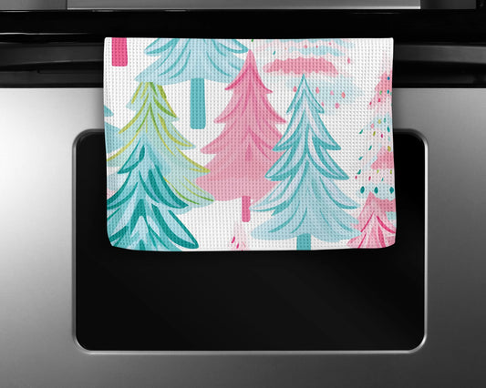 Preppy Beach Christmas Waffle Weave Tea Towel