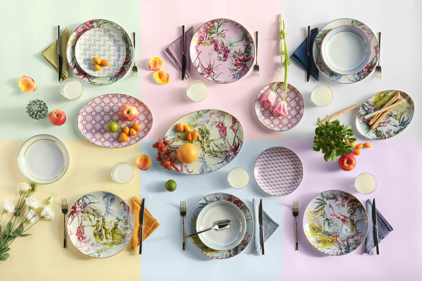 Set of 6 Porcelain Dinner Plates - Firenze