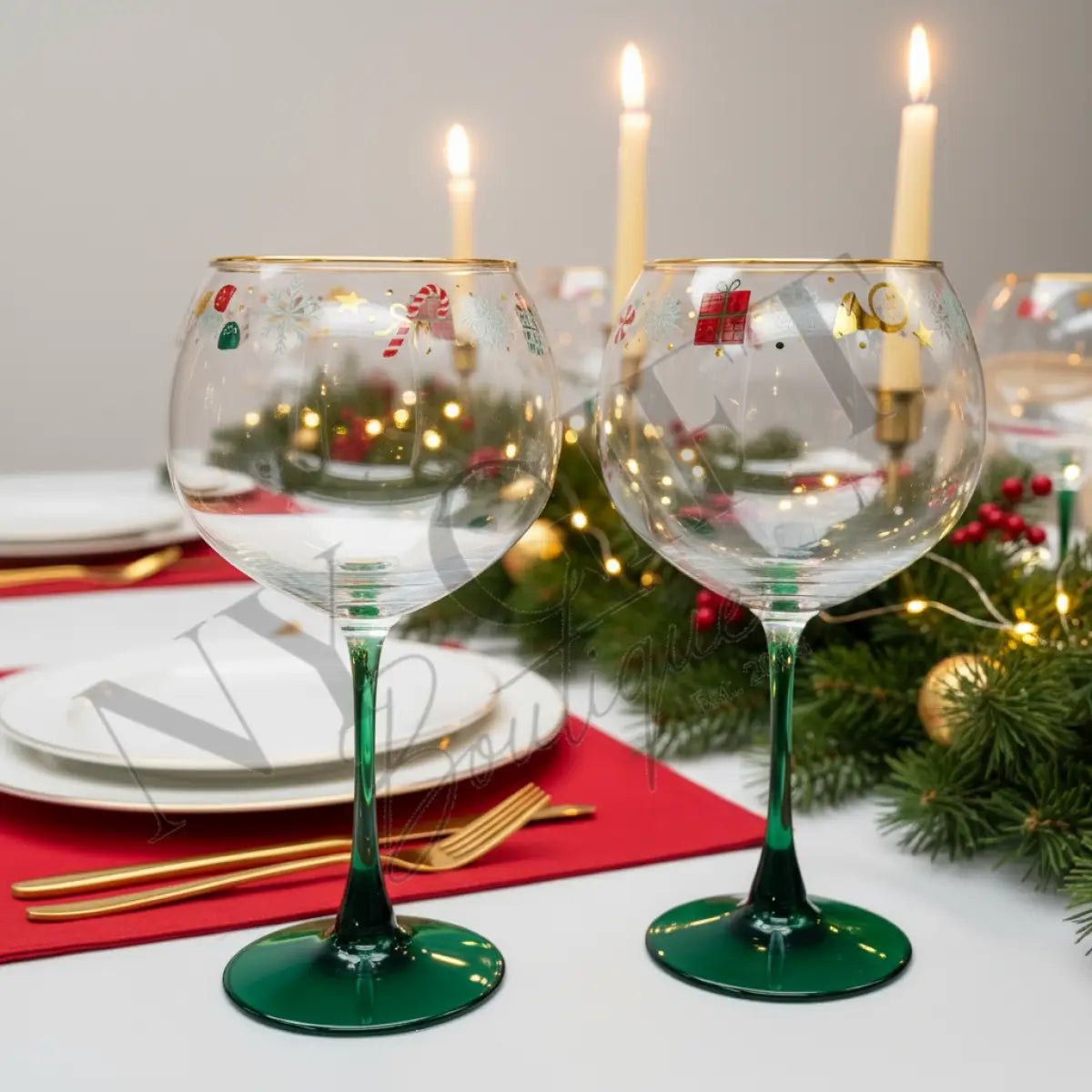 Holiday Balloon Wine Glasses Set of 4 Wine Glasses