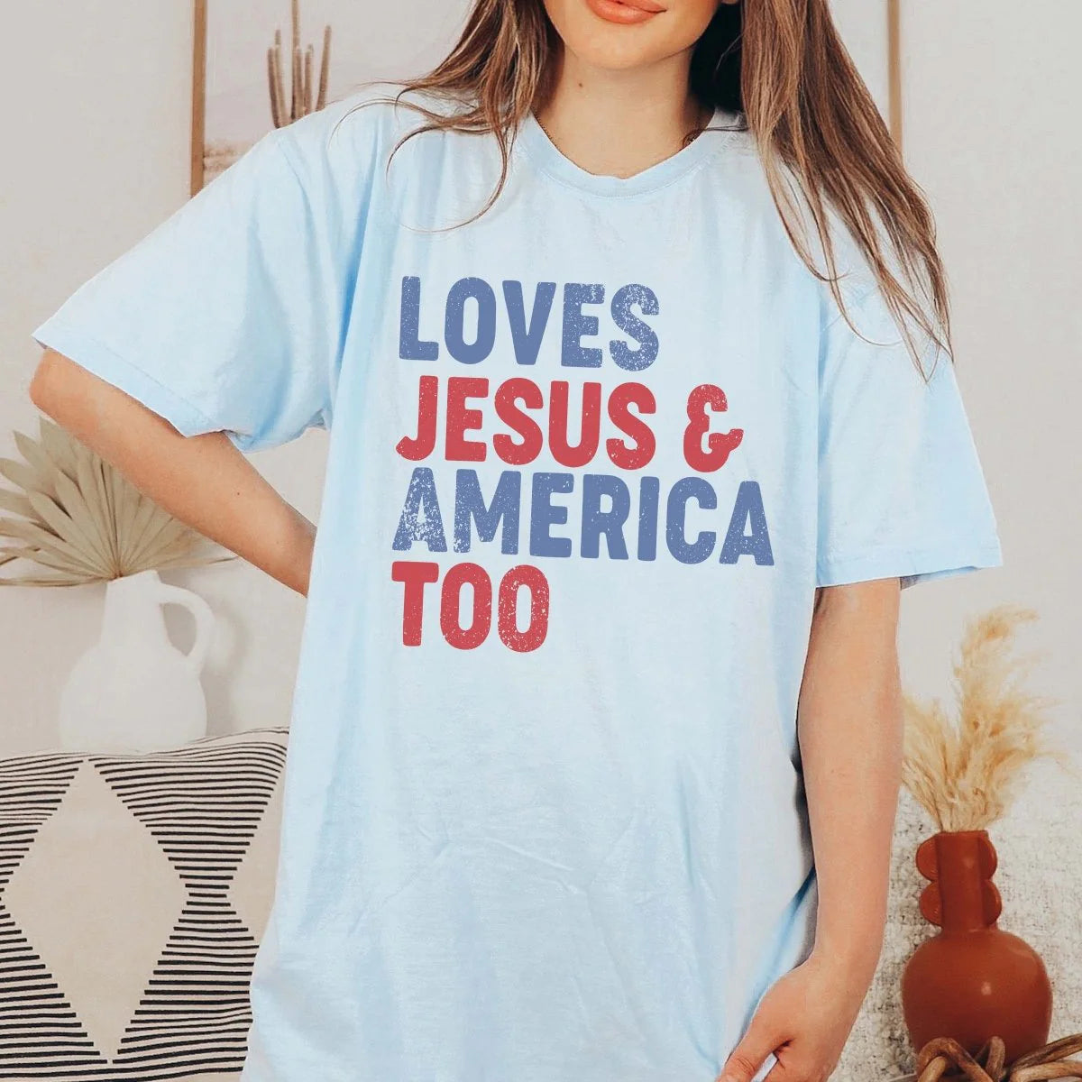 Loves Jesus and America Too Graphic Tee
