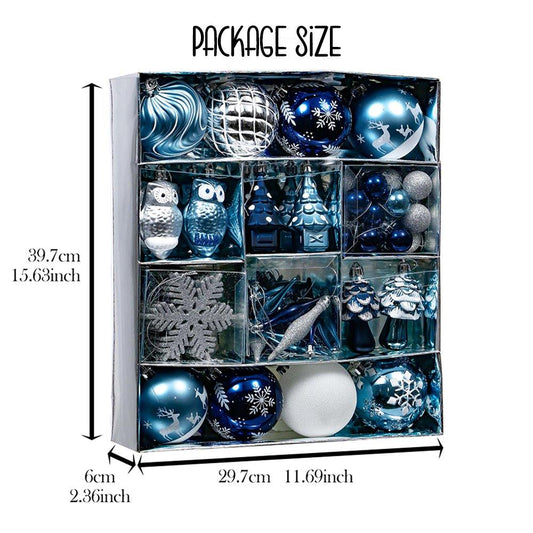 Blue and Silver 80-Piece Ornament Bundle