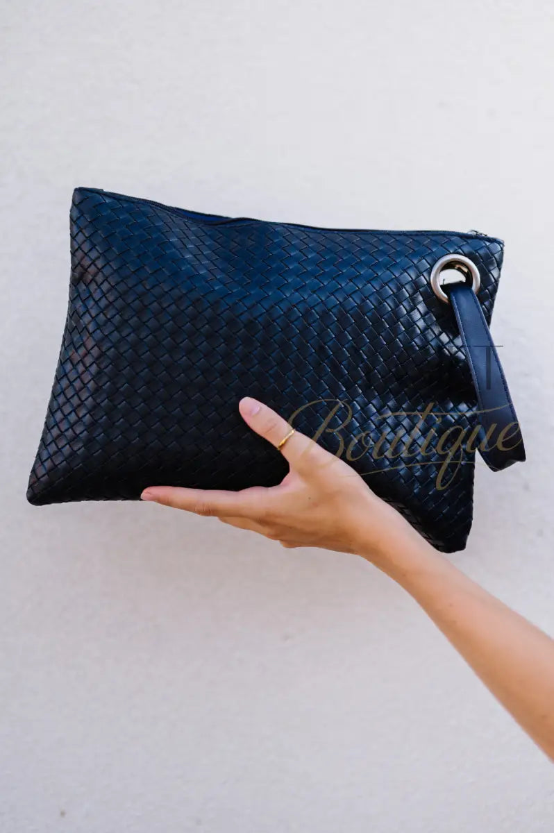 Trendy Weave Clutch - Navy Clutch Bags