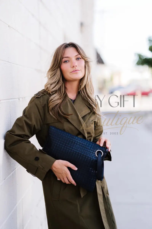 Trendy Weave Clutch - Navy Clutch Bags