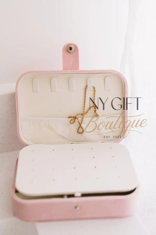 Velvet Jewelry Case - Blush Pink Travel Jewelry Case
