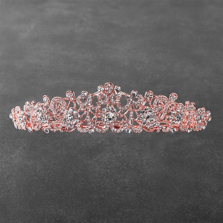 Rose Gold and Clear Crystal Bridal Tiara