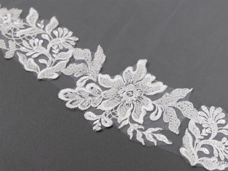 Beaded Lace Edge 108" Cathedral Veil