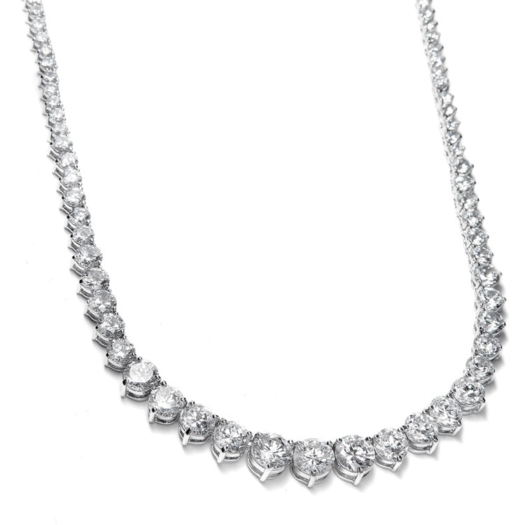 Graduated Cubic Zirconia Tennis Necklace - NY Gift Boutique