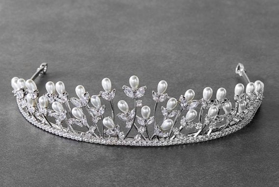 Regal Cubic Zirconia and Pearl Tiara
