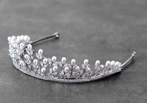 Regal Cubic Zirconia and Pearl Tiara