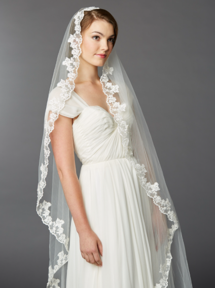 Single Layer Scalloped Lace Edge Cathedral Mantilla Veil
