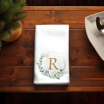 Personalized Eucalyptus Wreath Fingertip Towel