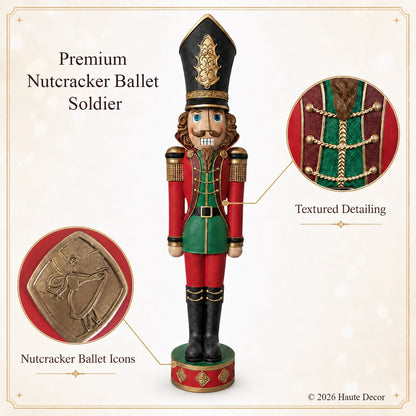 37 Inch Ballet Icons Red & Green Nutcracker— Haute Decor