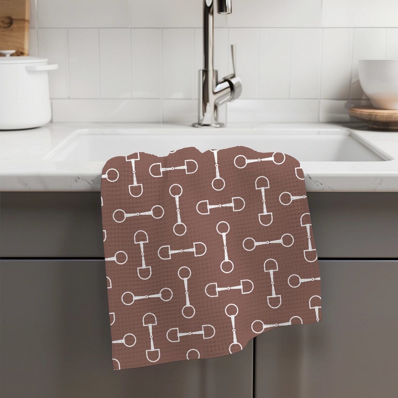 Equestrian Bit Waffle Weave Tea Towel
