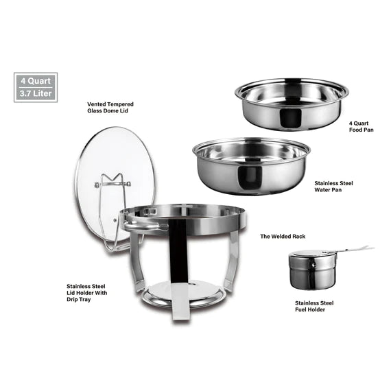 Culinary Edge S/S Buffet Chafer 4 Quart Round Chafing Dish - NY Gift Boutique