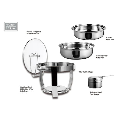 Culinary Edge S/S Buffet Chafer 4 Quart Round Chafing Dish - NY Gift Boutique