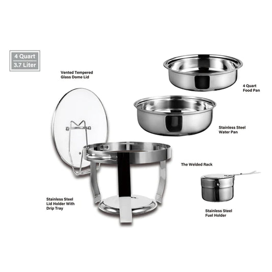 Culinary Edge S/S Buffet Chafer 4 Quart Round Chafing Dish - NY Gift Boutique
