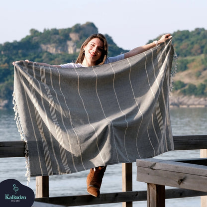 Sand Free Turkish Towel |Striped Beach Towel | Peshtemal - NY Gift Boutique