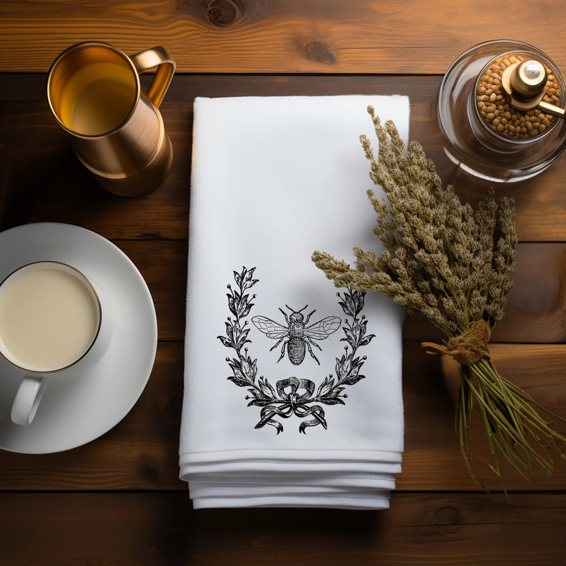 French Inspired Black Bee Hand Towel