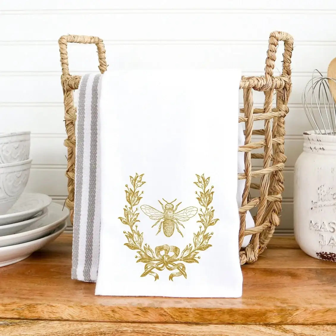 French Inspired Gold Bee Hand Towel